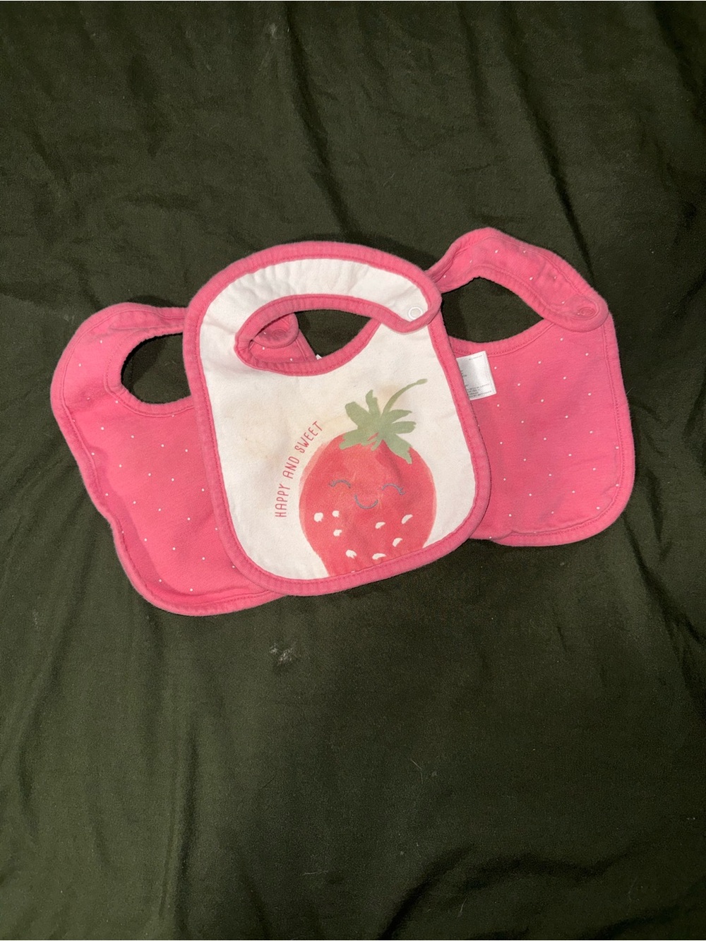 Carter's Pink Strawberry Bibs - 3 Pack